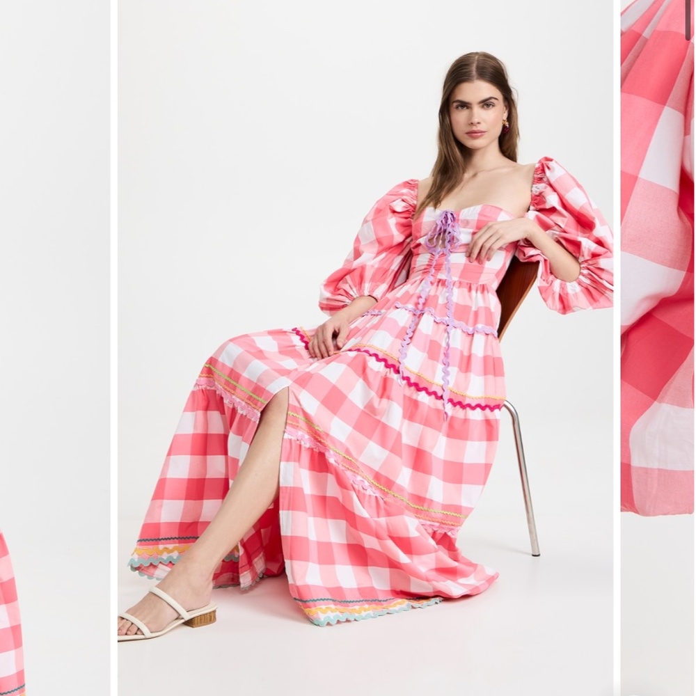 Sundress ERIKA LONG DRESS BIG GINGHAM PINK XS/S